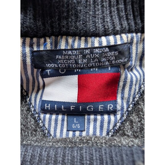 Tommy Hilfiger Mens Gray Knit Cotton Sweater With Embroidered Crest Logo Size L - Picture 3 of 8